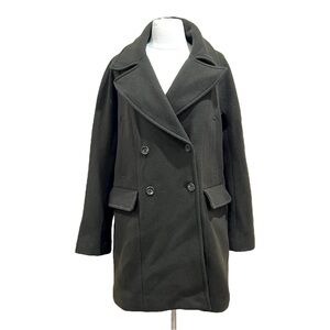 Vince Camuto Dark Olive Green Double Breasted Wool Blend Peacoat Size Medium
